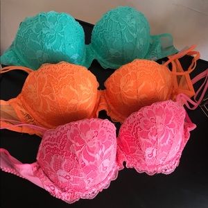 Victoria’s Secret PINK lace demi push-up bras 34B